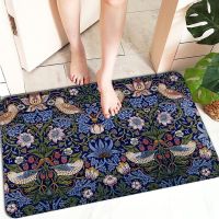 William Morris Strawberry  Kitchen Mat Bedroom Living Room Carpet Entrance Doormat Home Hallway Floor Mat Bathroom Anti-Slip Rug