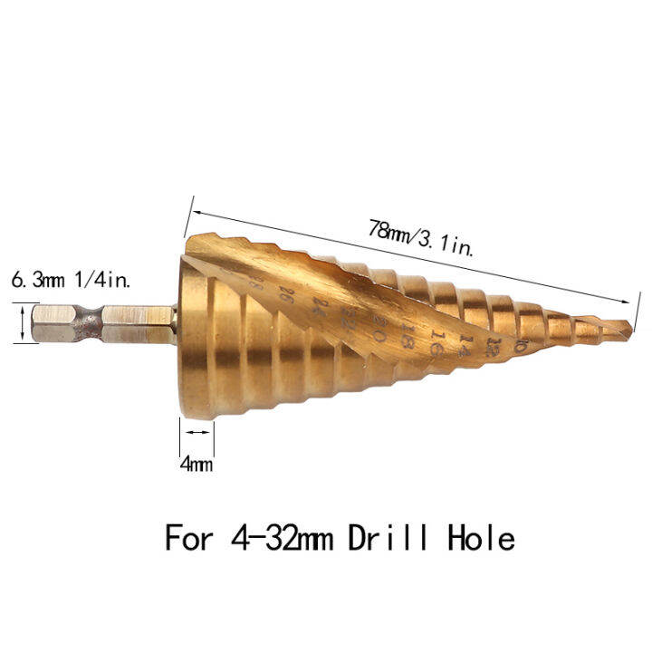 worth-buy-onnfang-ดอกสว่านหัวสว่าน-hss-เกลียวร่อง4-12-20-32มม-คาร์ไบด์แข็งกรวยไททาเนียมก้านหกเหลี่ยมดอกสว่านทรงกรวย