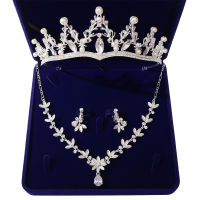 Fashion Pearls Crystal Crowns Bridal Wedding Hair Accessories Princess Flower Rhinestone Tiaras Necklace Earrings Jewelry Sets