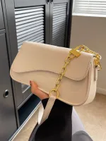 Niche design bags 2023 new trendy high-end popular all-match shoulder bag solid color texture Messenger small square bag 【QYUE】