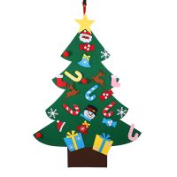 3.2Ft Felt Christmas Tree with 26 Pcs Ornaments Christmas Wall Hanging Decor Xmas Gifts with Lights