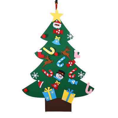 3.2Ft Creative Felt Christmas Tree with 26 Pcs Ornaments Christmas Wall Hanging Decor Christmas Decorations Xmas Gifts with Lights