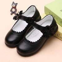 Girls leather shoes childrens single shoes 2023 spring and summer new Korean version of soft bottom student princess shoes black childrens performance shoes