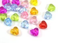 200 Mixed Color Transparent Acrylic Smooth Heart Beads Charm 10X9mm Jewelry Make