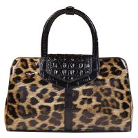 【YF】 Black Leopard Women Handbag Fashion Ladies Leather Handbags Alligator Patchwork Girls Tote or Shoulder Messenger Bag