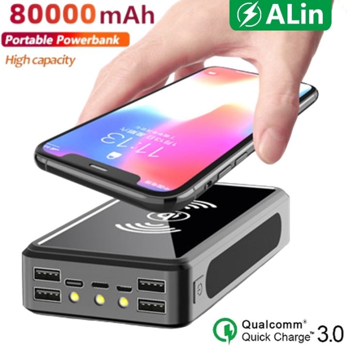 80000mAh Solar Wireless Power Bank Phone Charger Portable Outdoor Travel  Emergency Charger Powerbank for Xiaomi Samsung IPhone 
