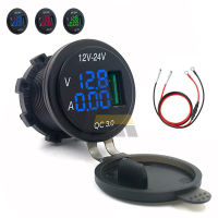 QC 3.0 USB Charger Socket Power Outlet Digital Voltmeter Ammeter 12V-24V การตรวจสอบสำหรับรถยนต์เรือ Marine Motorcycle