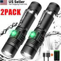 2 PACK 20000lm USB T6 LED Torch Tactical Rechargeable LED Flashlight