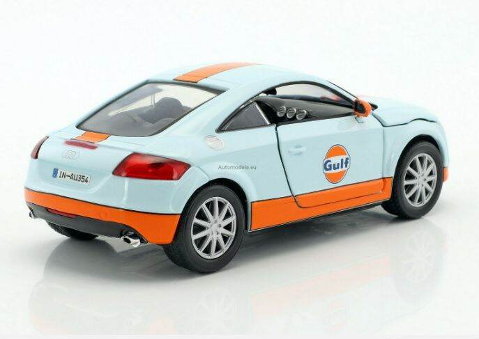 โมเดลรถแข่ง-no-79645-motor-max-audi-tt-coupe-gulf-สีฟ้า-ส้ม-อัตราส่วน-1-24-จำลองเหมือนจริง-ผลิตจากโลหะผสม-diecast-model-ประตูรถเปิดซ้ายขวาได้