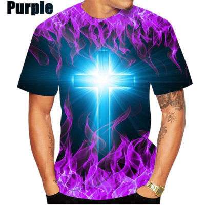 2023 New Summer Hot Sale 3D Jesus Cross Mens/womens Fashion Slim T-shirt 3D Printing T-shirt Short-sleeved T-shirt Casual Round Neck Top Mens Clothing Plus Size S-5XL Oversize