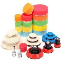 29 ชิ้น/เซ็ต 1 2 3 นิ้ว Auto Car Polishing Buffing Pads Set Waxing Sponge Wheel Cleaning Wool Backing Plates, M14 Drill Adapter-Lianeur