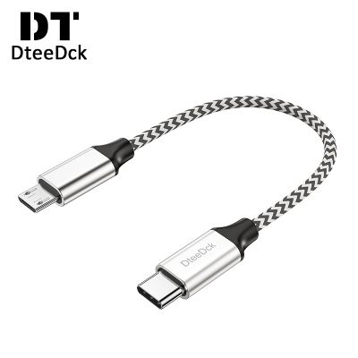 DteeDck kabel USB C ke USB mikro kabel nilon Tipe C ke USB mikro adaptor kabel untuk Laptop telepon pengisian transmisi Data