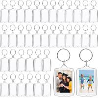 ❧ 30PCS Photo Insert Keychain Clear Acrylic Picture Keychains Picture Frame Key Chain Rectangle Blank Photo Keychains