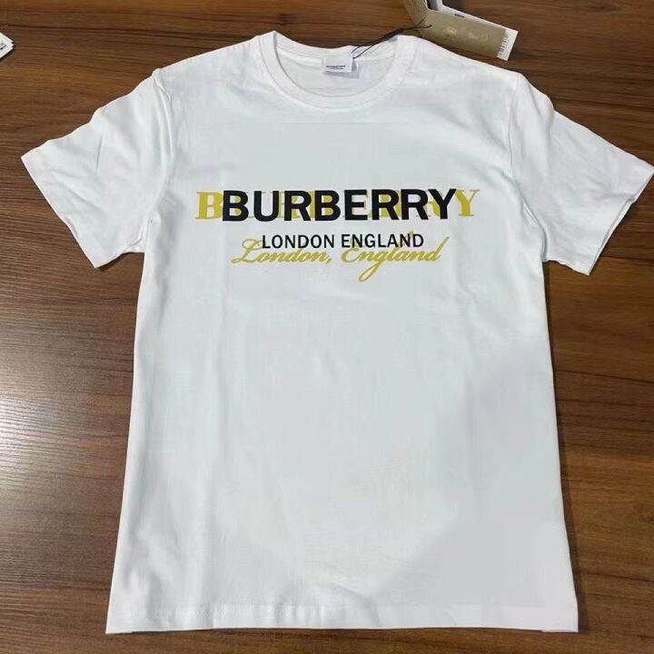 hot-sale-burberry-burberry-lt-tag-collar-label-gt-เสื้อยืดแขนสั้น-คอกลม-ผ้าฝ้ายแท้-ทรงหลวม-สไตล์คลาสสิก-สําหรับผู้ชาย-และผู้หญิง