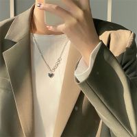 2021 Kpop Vintage Heart Pendant Choker Chain Necklace For Women Gothic Silver Color Sweater chain Egirl Collier Femme Jewelry