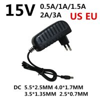 ปลั๊กเรา EU ที่ชาร์จพลังงานโวลต์15อะแดปเตอร์แปลงไฟ100-240V AC 3A 2A 1A 0.5A 15V อะแดปเตอร์ DC Ac/dc 1ชิ้น