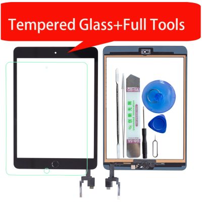 ✒❀● High Quality For iPad mini 3 Touch Screen Assembly Panel With Home Button And IC Connector A1599 A1600 Tools Tempered Glass