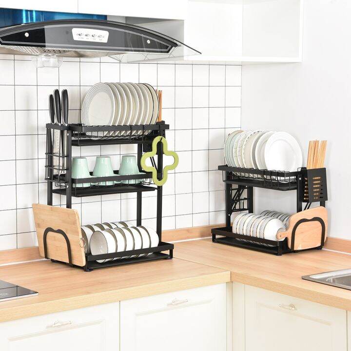 LOCAUPIN Foldable Dish Rack w/ Removable Drying Drainboard Kitchen Sink ...