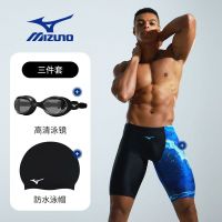 Mizuno กางเกงว่ายน้ำผู้ชายของแท้,กางเกงว่ายน้ำชายห้าจุดกางเกงบ็อกเซอร์มุมป้องกันความอับอายผู้ใหญ่มืออาชีพแห้งเร็วขนาดใหญ่อุปกรณ์ว่ายน้ำฤดูใบไม้ผลิร้อนนำเข้าดั้งเดิม2023