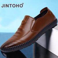 【JINTOHO รองเท้าโลฟเฟอร์หนังลําลอง สีดํา แฟชั่นสําหรับผู้ชาย