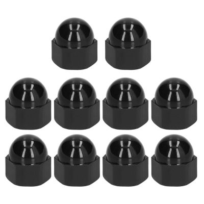 10Pcs Hex Nut Covers Protection Dome Caps Plastic Black Fastener Hardware Industrial Supplies