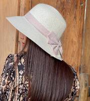 Hats Shop หมวกสานทรงกลมแฟชั่น ใส่กันแดด(คาดโบว์) A005