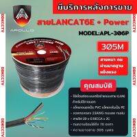 สายแลนLAN CAT6 พร้อมACสายไฟ ยาว 305 เมตร สีดำ ยี่ห้อApollo ALP 306P สายแลนเคเบิ้ลแบบติดตั้งภายใน/ภายนอก