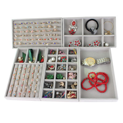 Fashion Portable Velvet Jewelry Ring Jewelry Display Organizer Box Tray Holder Earring Jewelry Storage Case Showcase