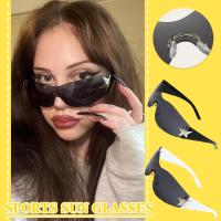 Rimless Sunglasses Y2K Pentagram Glasses Stylish Sports Sun Glasses N9V3