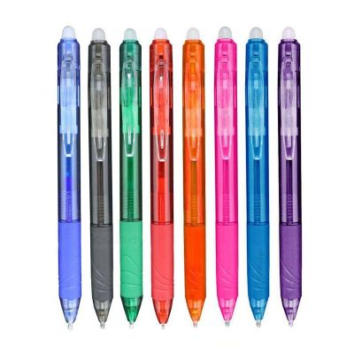 0.7mm Magic Erasable Pen Press Gel Pen Set 8 Colors Erasable Refill Rod Gel Ink Stationery Retractable Pens Washable Handle Rod