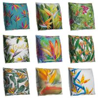 Floral Tropical Plant Leaves Pillowcase Cushion Cover Home Decor Rainforest Strelitzia Plants Throw Sofa Car Cushion Cover