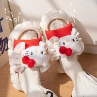 hellokitty linen slippers female cute spring and summer sandals indoor home home four seasons Sanrio non-slip 〖WYUE〗