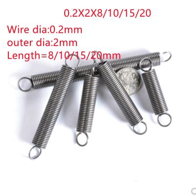 10pcs  wire dia 0.2mm outer diameter 2mm 304 Stainless Steel Dual Hook Small Tension Spring  Stretching Spring Electrical Connectors