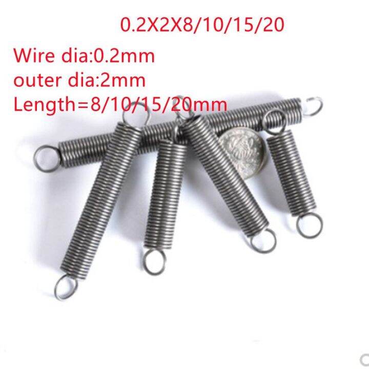 10pcs-wire-dia-0-2mm-outer-diameter-2mm-304-stainless-steel-dual-hook-small-tension-spring-stretching-spring-electrical-connectors