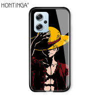 Hontinga ปลอกเคสสำหรับ Xiaomi Poco X4 GT Redmi Note 11T Pro 11T Pro + Plus เคสหรูหราขอบนุ่มอะนิเมะปลอก Luffy ปลอกมันวาวกระจกเทมเปอร์เคสโทรศัพท์กันกระแทกฝาหลังปลอกเคสแข็งสำหรับเด็กผู้ชายสำหรับสาวๆ