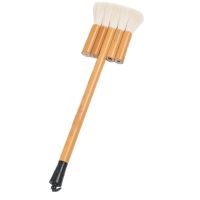 H3CA Exquisite Wool Row Paint Brush Wood Handle Flat Paint Brush Professional Brush for DIY Decro Ceramic Pottery Painting