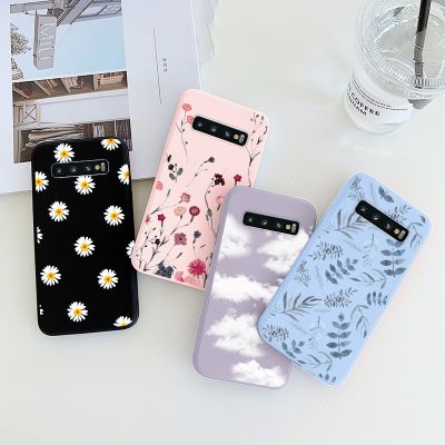 （cold noodles）สำหรับ Samsung Galaxy S10 Plus S10e โทรศัพท์กรณีซิลิโคนปกหลัง F Undas สำหรับ Samsung S 10 S10plus S10 E ดอกไม้ C Oque กันชนเชลล์