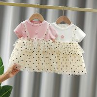 【Ladies shop】 Girl2021Cotton เด็กเสื้อแขนสั้น DotFashionBaby Girl Princess TuTu Dress