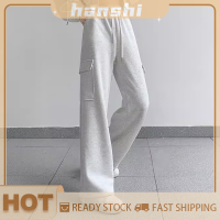 hanshi [2023 new HOT FASHION] lazlook กางเกงวอร์มขาบานเอวยางยืดมีกระเป๋าขนาดใหญ่แนวไฮสตรีทลำลองแฟชั่น