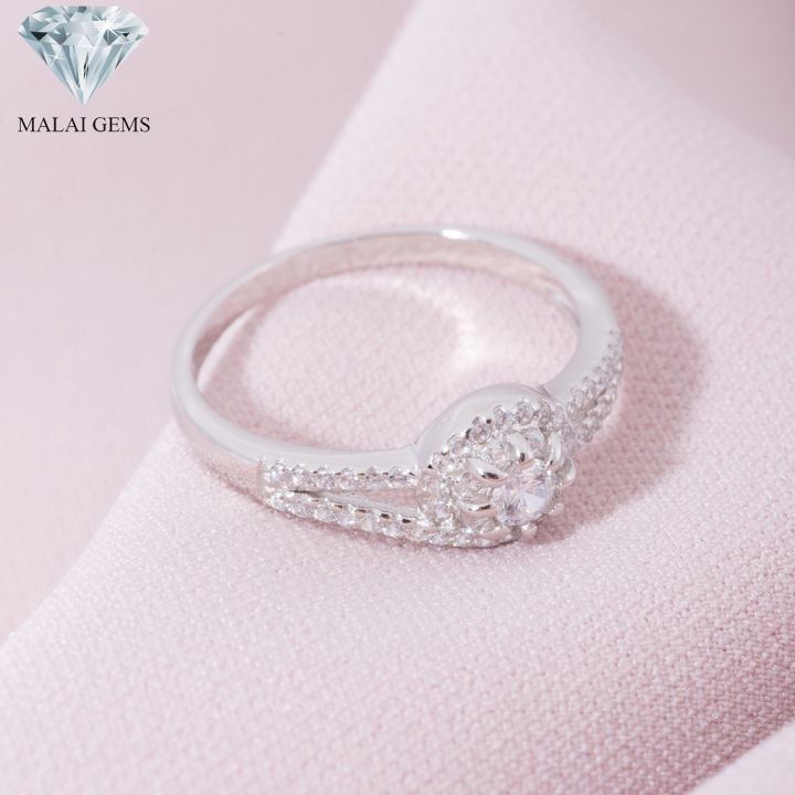 malai-gems-แหวนเพชร-แหวนเพชรล้อม-เงินแท้-925-เคลือบทองคำขาว-ประดับเพชรสวิส-cz-รุ่น-151-1ri58657-แถมกล่อง