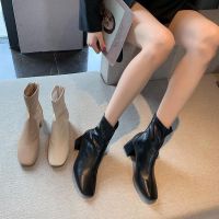 [Short boots] Black Martin boots, womens shoes, British style, thick-soled net celebrity students, Korean version of thin short boots