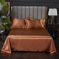 Fitted Rayon Bed Sheet High-grade Solid Color Satin Flat Single And Double Bed Sheet (Including Pillowcase).