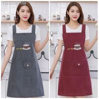 ❀㍿☞ Kitchen Apron Unisex Cotton Hand Wipe Mens Household Kitchen Apron Large Pocket Waterproof and Oil-proof Female Baking Clothing