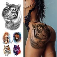 Big temporary tattoos thigh leg arm shoulder sleeve tattoo sticker lion king tiger head wolf fox tattoos anime sexy body art