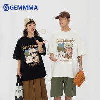 GEMMMA Anime print T-shirt เสื้อคู่ เสื้อคู่ชายหญิง การ์ตูน เสื้อยืด oversize 2023 A2592