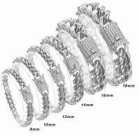 2019 New Arrival 618mm Stainless Steel Miami Curb Cuban Chain Crystal Silver Color Polished celet Mens jewelry