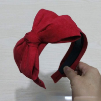 New Big Bow Headband Female Korean Pure Color Fabric Deerskin Velvet Hair Hoop Non-slip Cute Hair Accessories for Women Girls