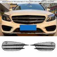 กันชนหน้าเปลี่ยนกระจังหน้าไฟตัดหมอกสำหรับ Mercedes Benz C คลาส W205 C205 S205 AMG สาย 2015-2018