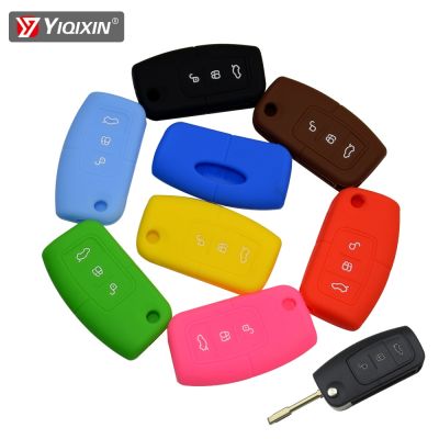 ✣♤✳ YIQIXIN For Ford Focus Mondeo 2 3 XR6 Fiesta Max Ecosport Kuga Escape Silicone Cover 3 Button Remote Car Key Protection Case
