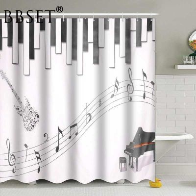 Top Quality 3D Shower Curtain Musical Note Pattern Waterproof Multi size Douchegordijn Polyester Bathroom Decor with 12 Hooks